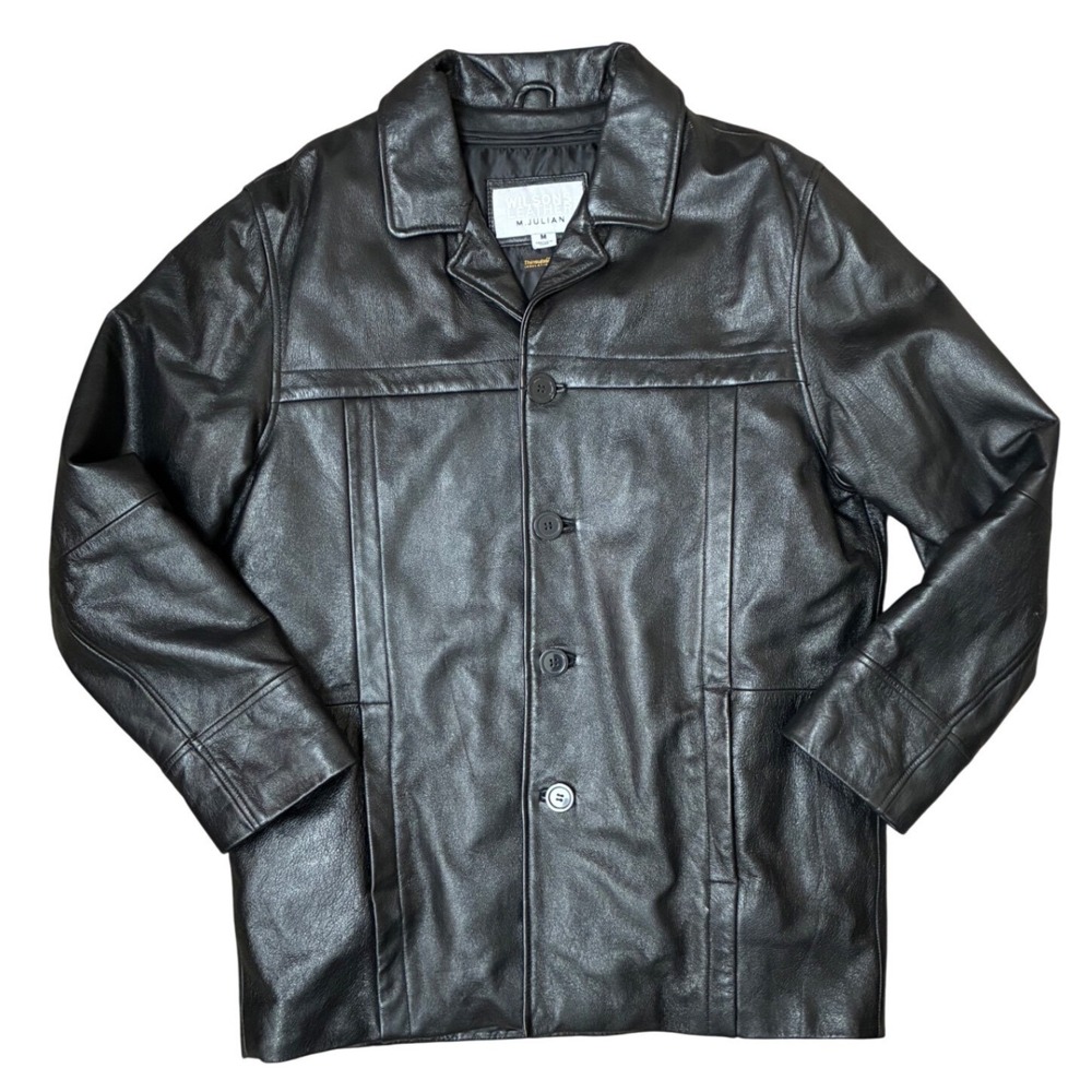 Wilsons Leather M Julian Black Leather Car Coat Thinsulate Insulated Mens Medium